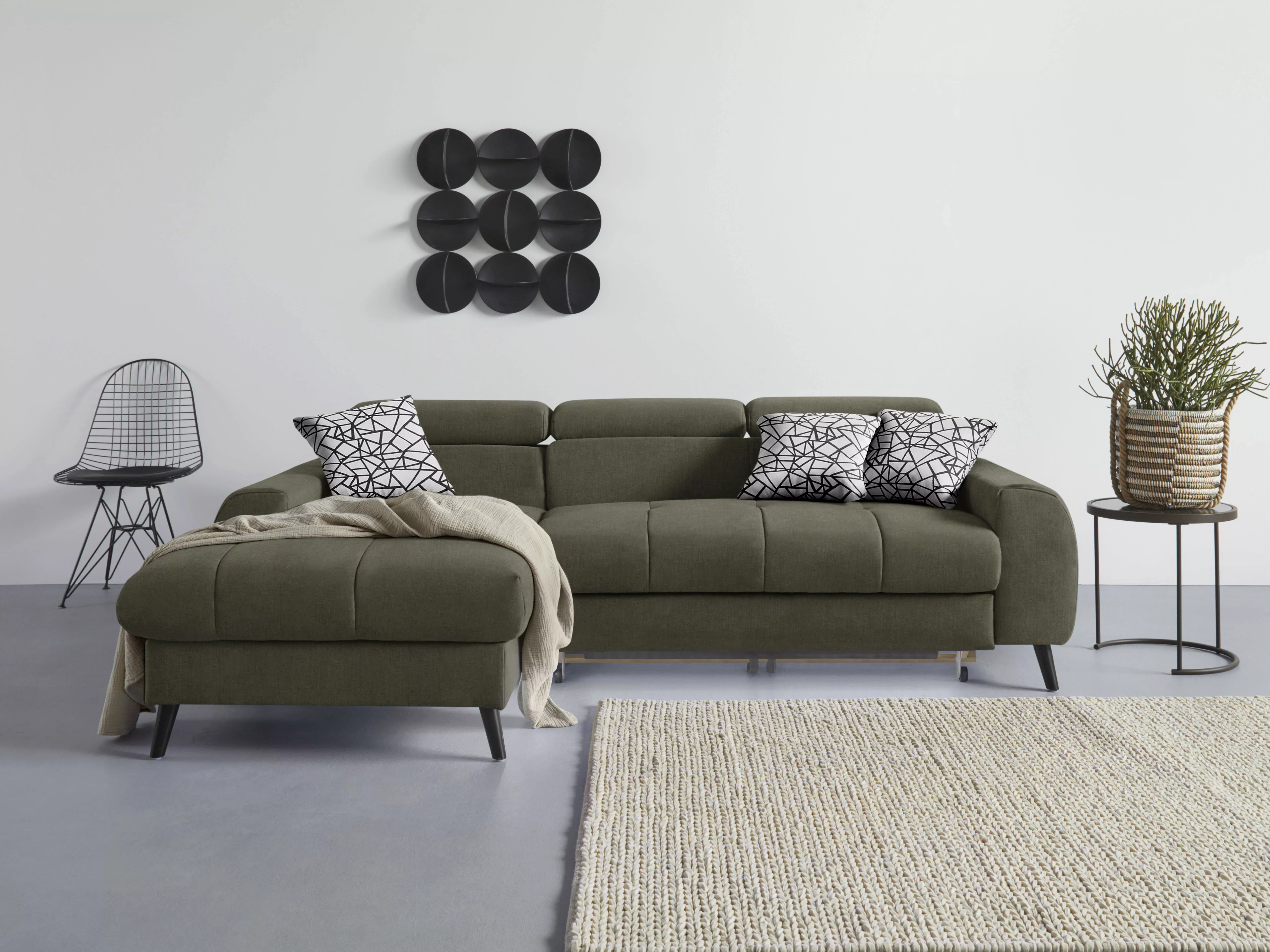 COTTA Ecksofa "Mia L-Form mit 3 Zierkissen", wahlweise mit Bettfunktion, Be günstig online kaufen
