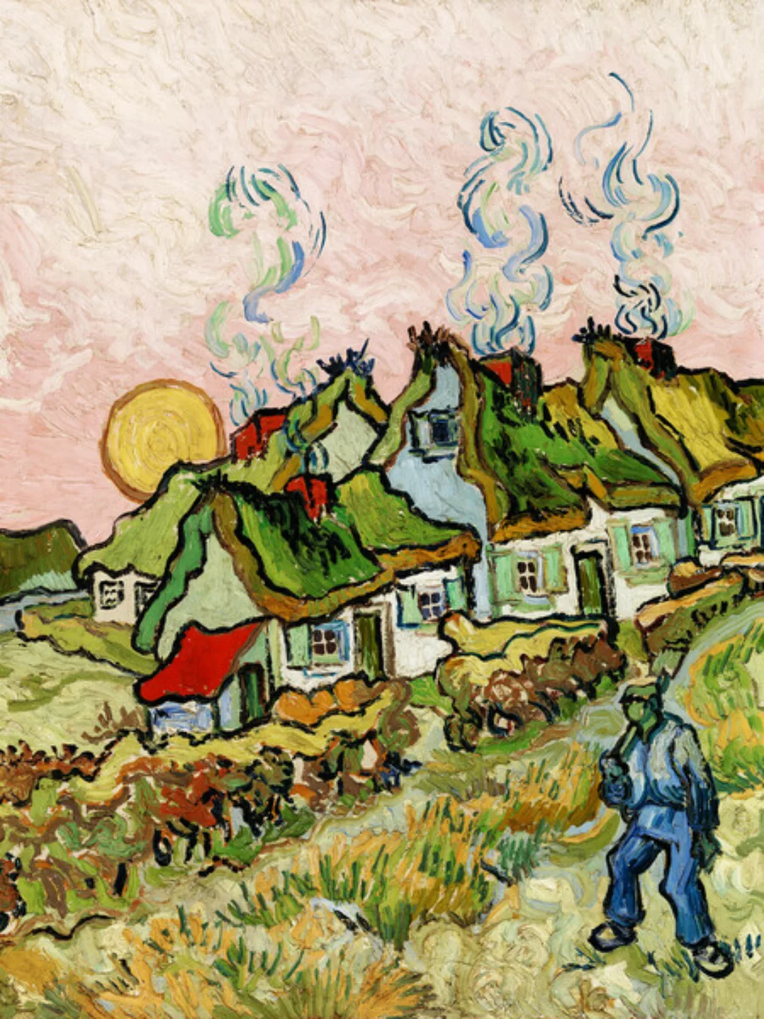 Poster / Leinwandbild - Vincent Van Gogh: Häuser Und Figur günstig online kaufen
