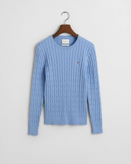 Gant Rundhalspullover STRETCH COTTON CABLE C-NECK günstig online kaufen