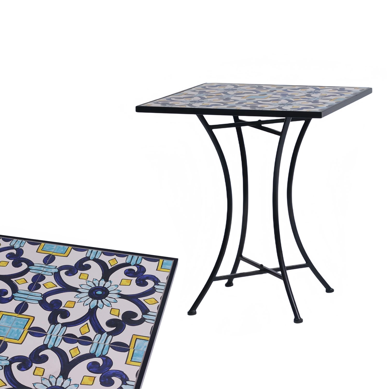 Mojawo Outdoortisch Mosaiktisch Gartentisch Bistrotisch Tisch 61x61xH70cm günstig online kaufen