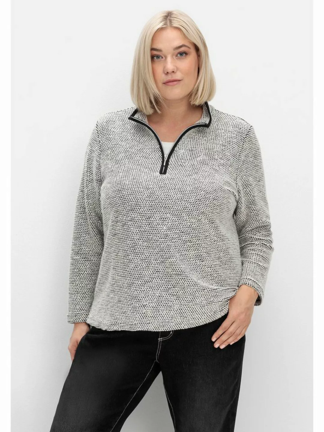 Sheego Sweatshirt Große Größen in weicher Bouclé-Qualität, mit Troyerkragen günstig online kaufen