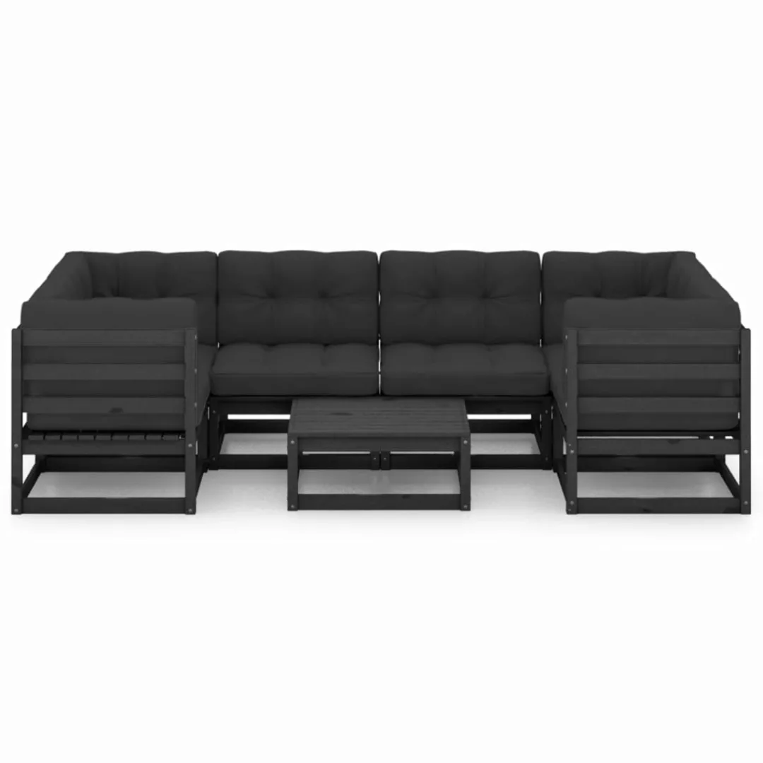 7-tlg. Garten-lounge-set Mit Kissen Schwarz Massivholz Kiefer günstig online kaufen