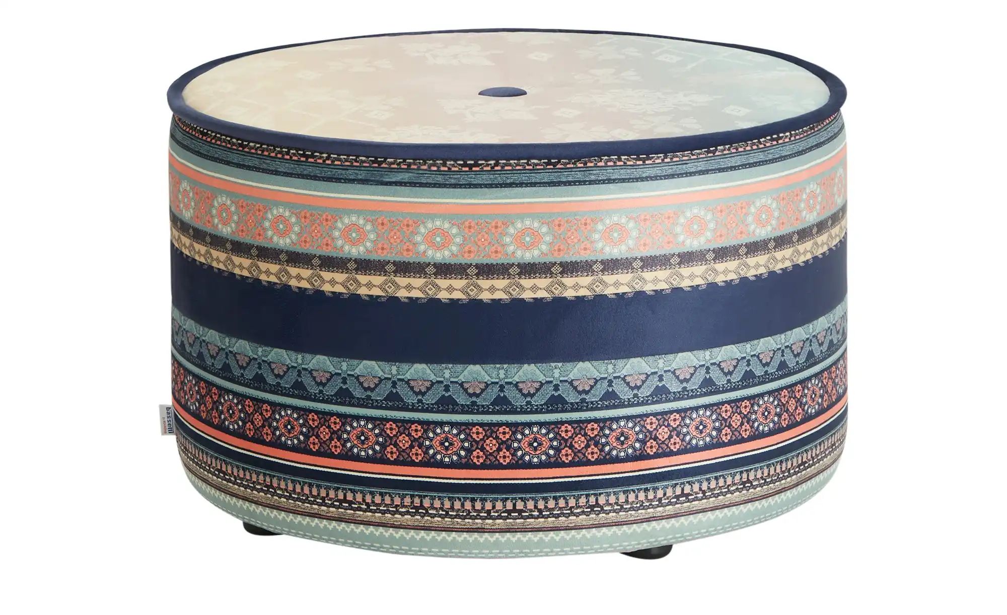 bassetti by SCHRÖNO Pouf aus Velours Tino ¦ blau ¦ Maße (cm): H: 39  Ø: 63 günstig online kaufen