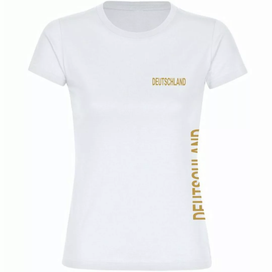 multifanshop T-Shirt Damen Deutschland - Brust & Seite Gold - Frauen günstig online kaufen