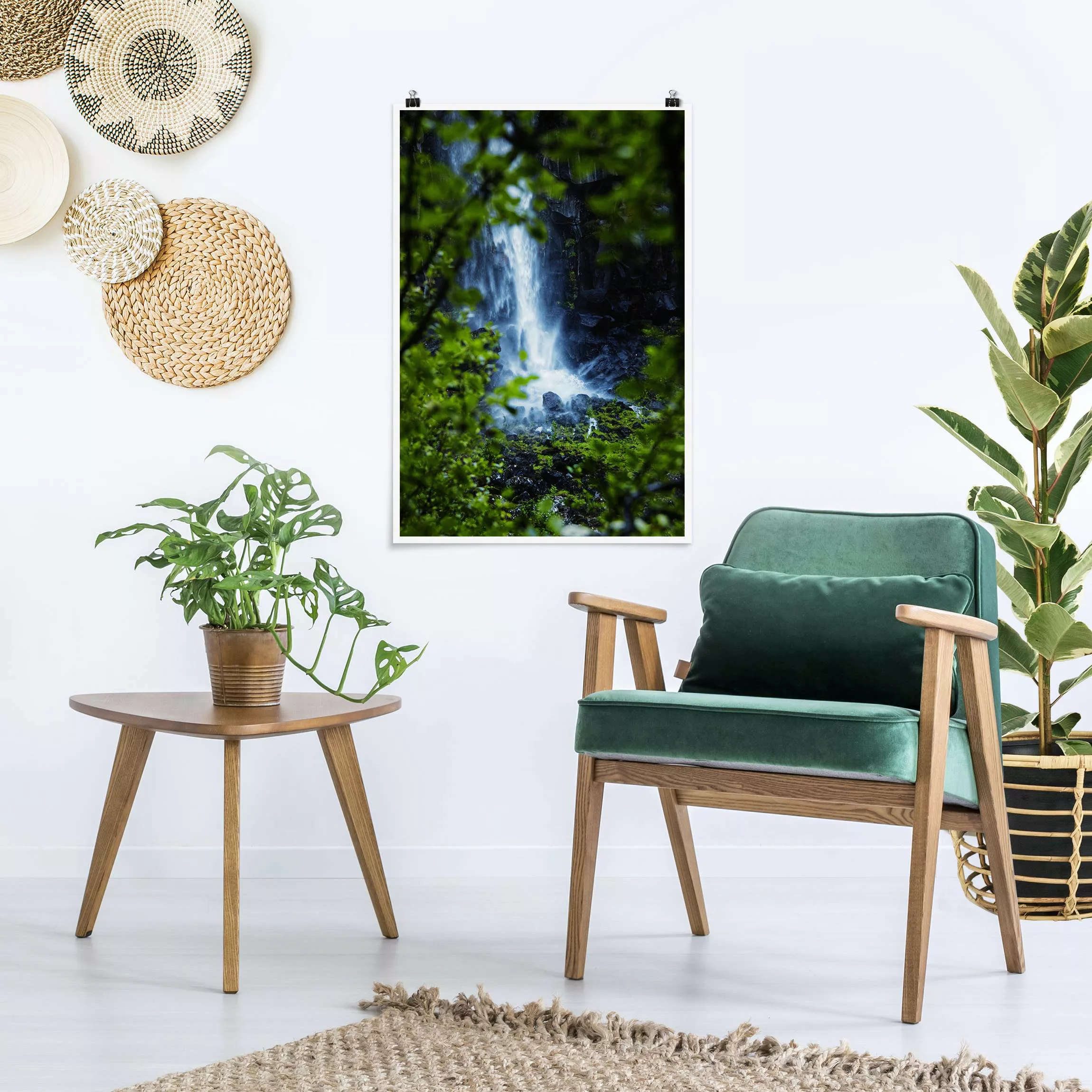 Poster Blick zum Wasserfall günstig online kaufen