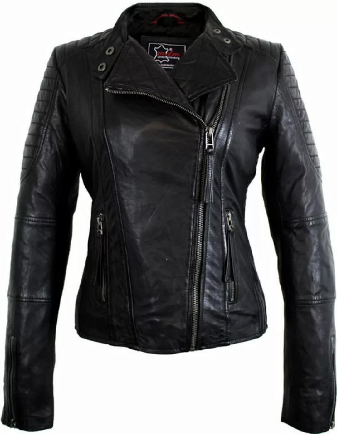 MDM Bikerjacke Damen Biker Lederjacke aus Lamm Nappa Leder Leichte Frauen S günstig online kaufen