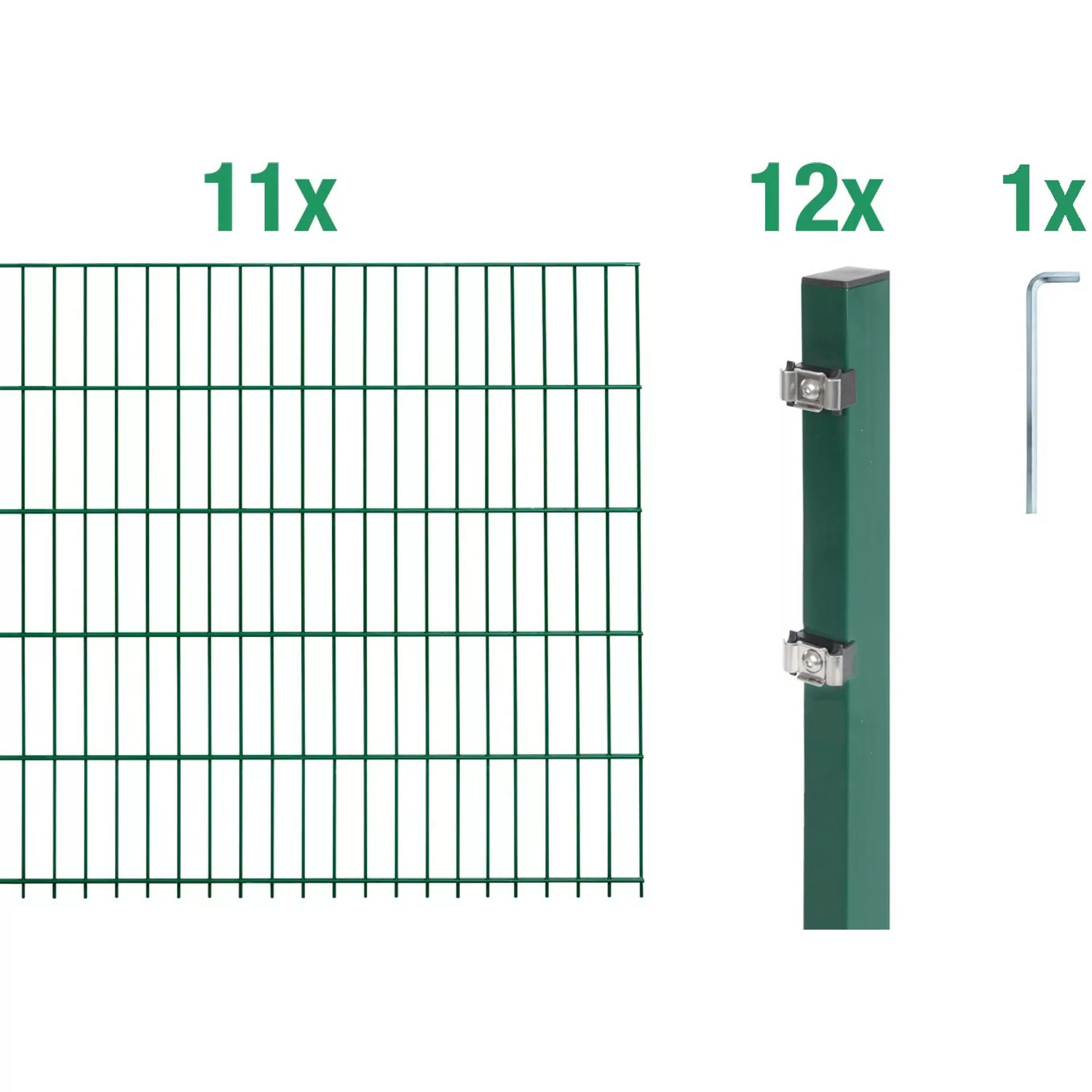 Metallzaun Grund-Set Doppelstabmatte verz. Grün beschichtet 11 x 2 m x 0,8 günstig online kaufen