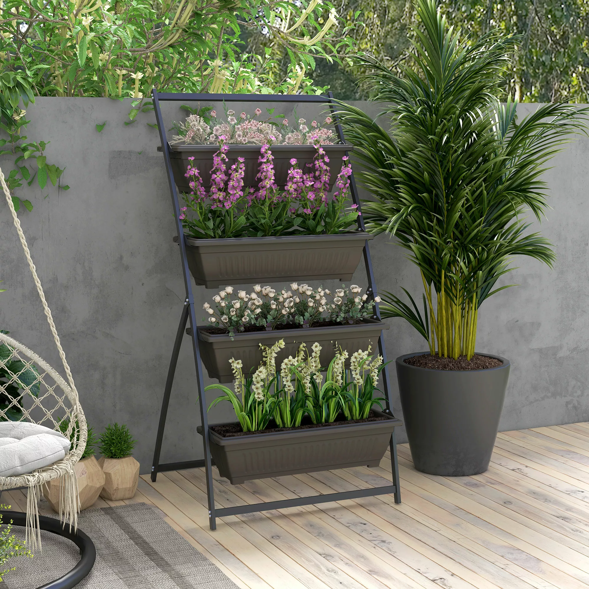 Outsunny Pflanzenständer, Blumenständer mit 4 Etagen, Pflanzenregal mit Löc günstig online kaufen