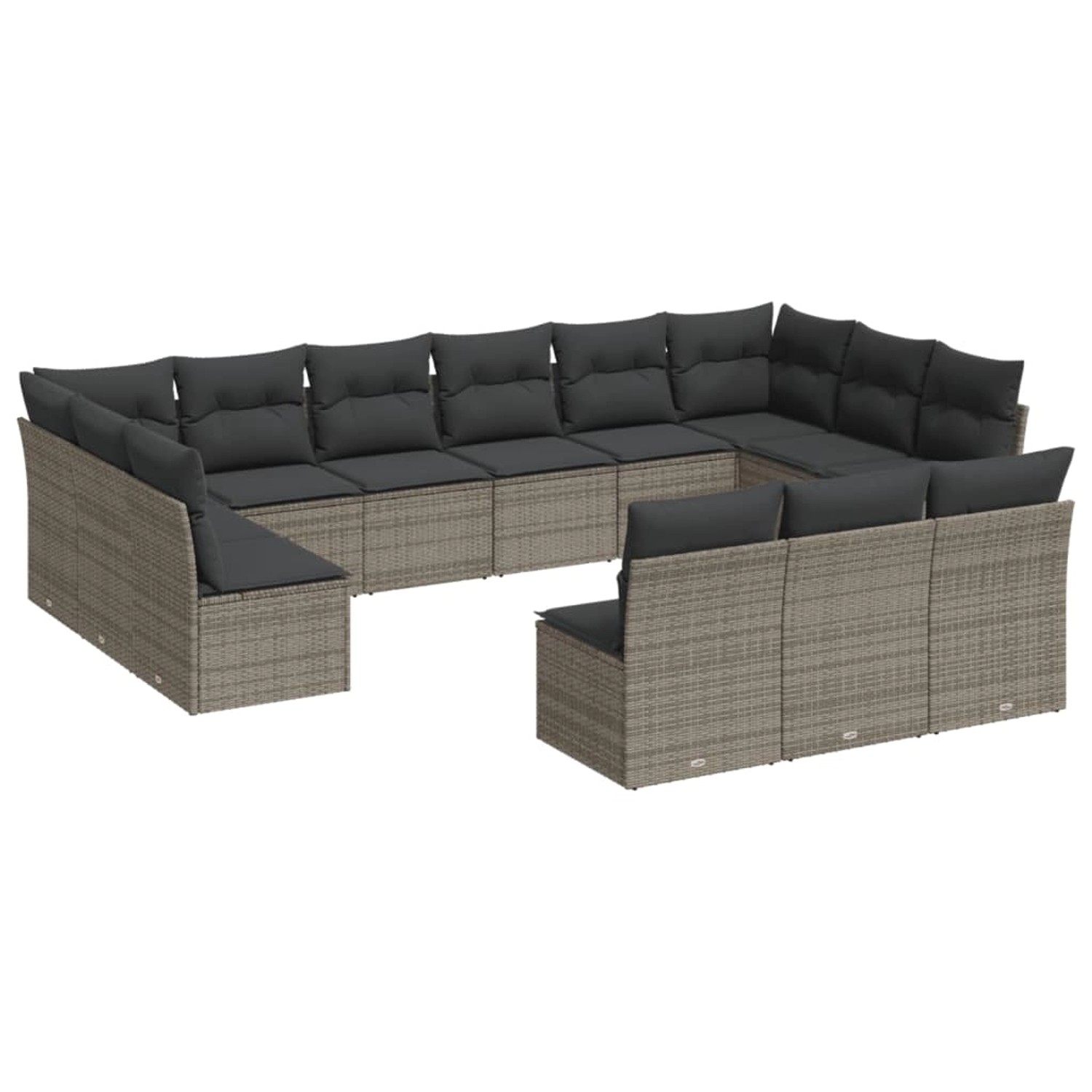 vidaXL 13-tlg Garten-Sofagarnitur mit Kissen Grau Poly Rattan Modell 28 günstig online kaufen