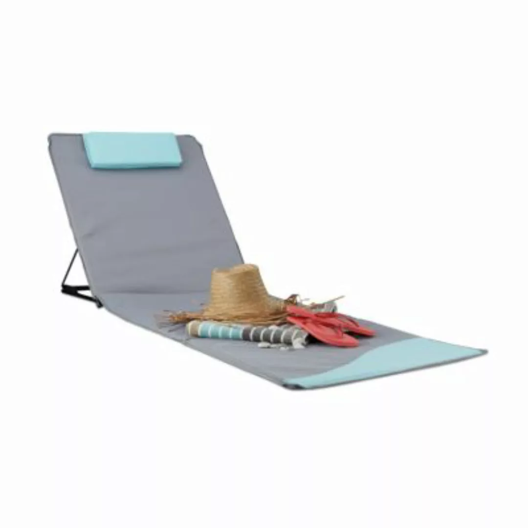 relaxdays Strandmatte XXL mit Kopfkissen grau günstig online kaufen