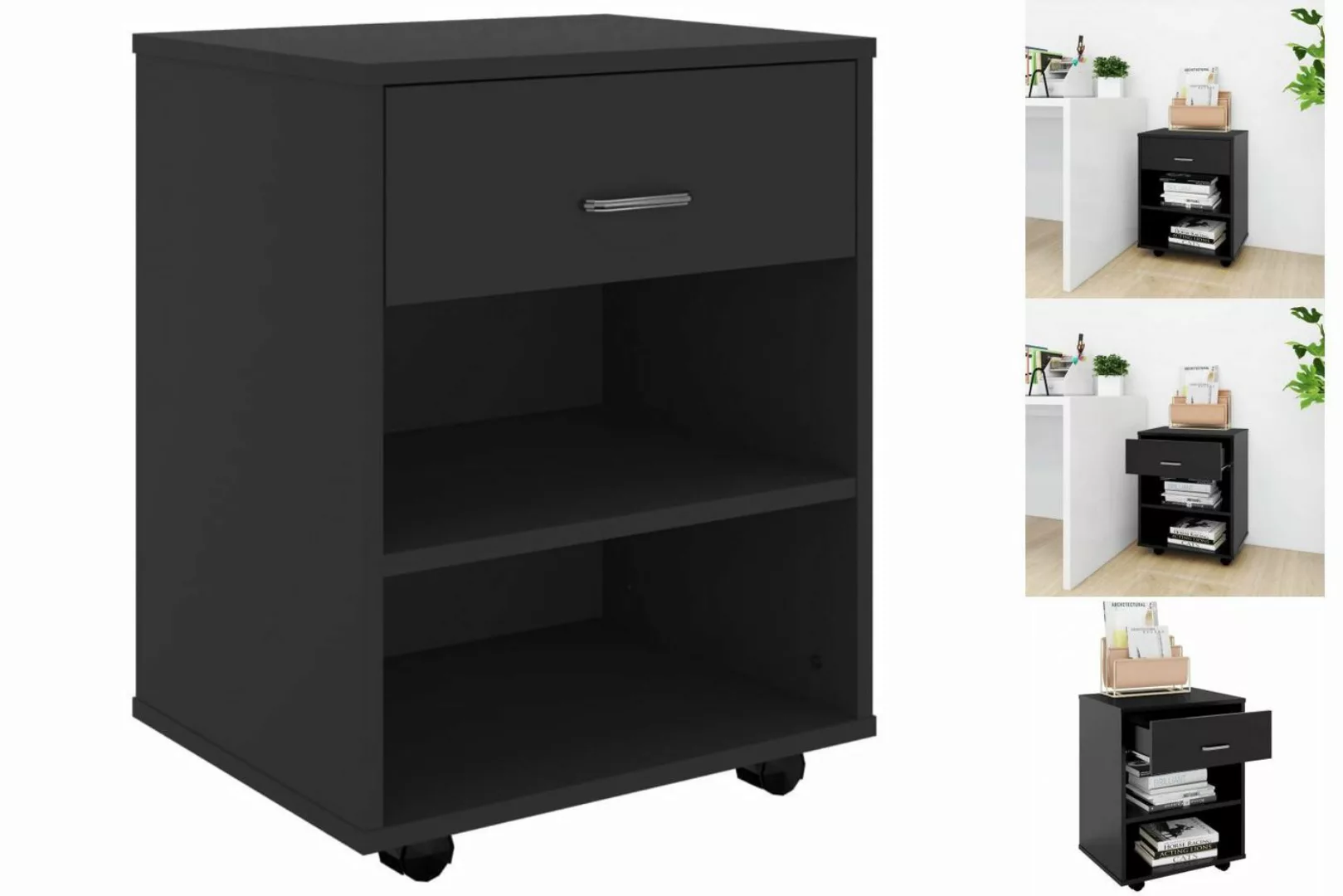 vidaXL Aktenschrank Rollschrank Schwarz 46x36x59 cm Spanplatte günstig online kaufen