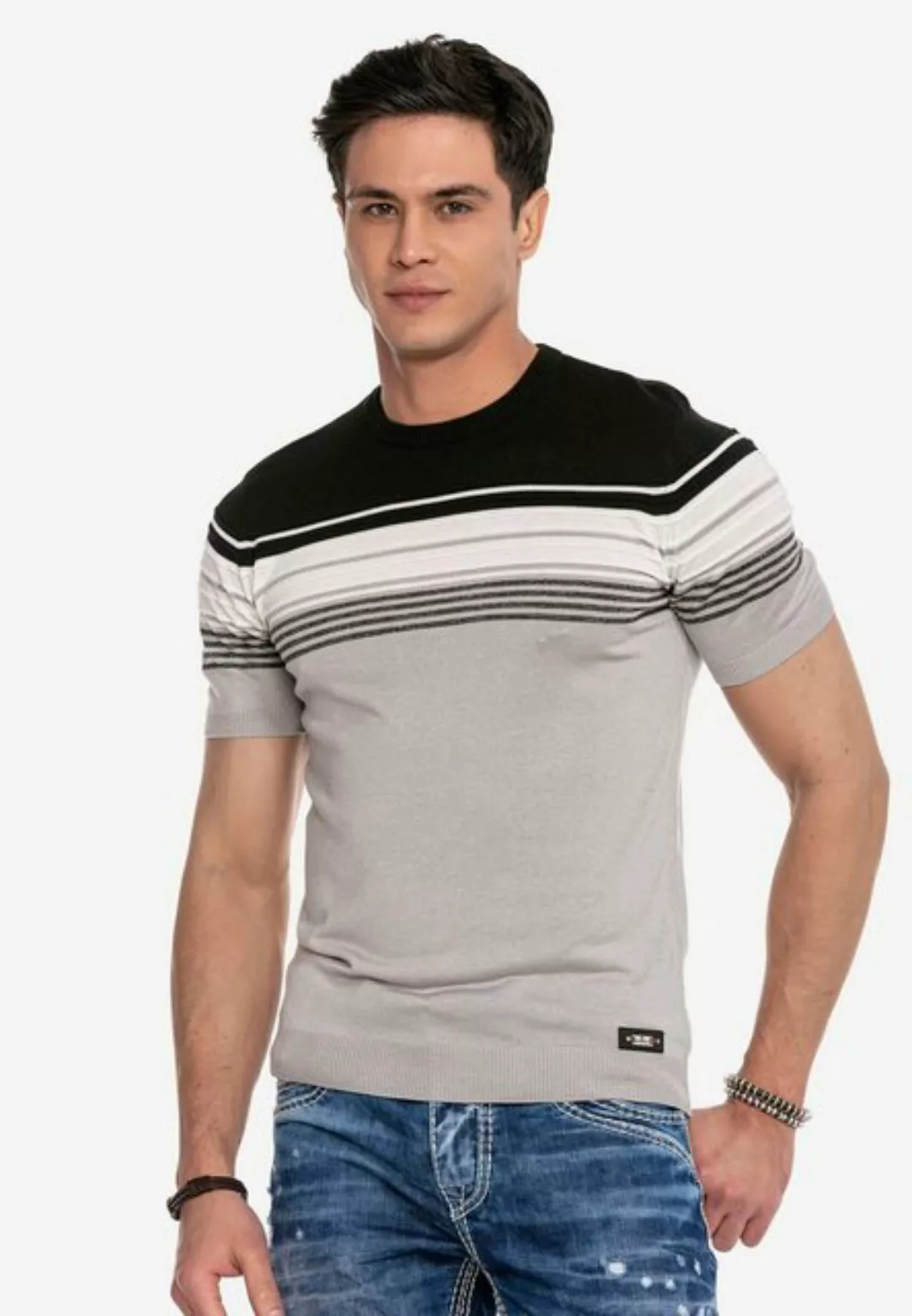 Cipo & Baxx T-Shirt, mit modischem Streifenmuster günstig online kaufen