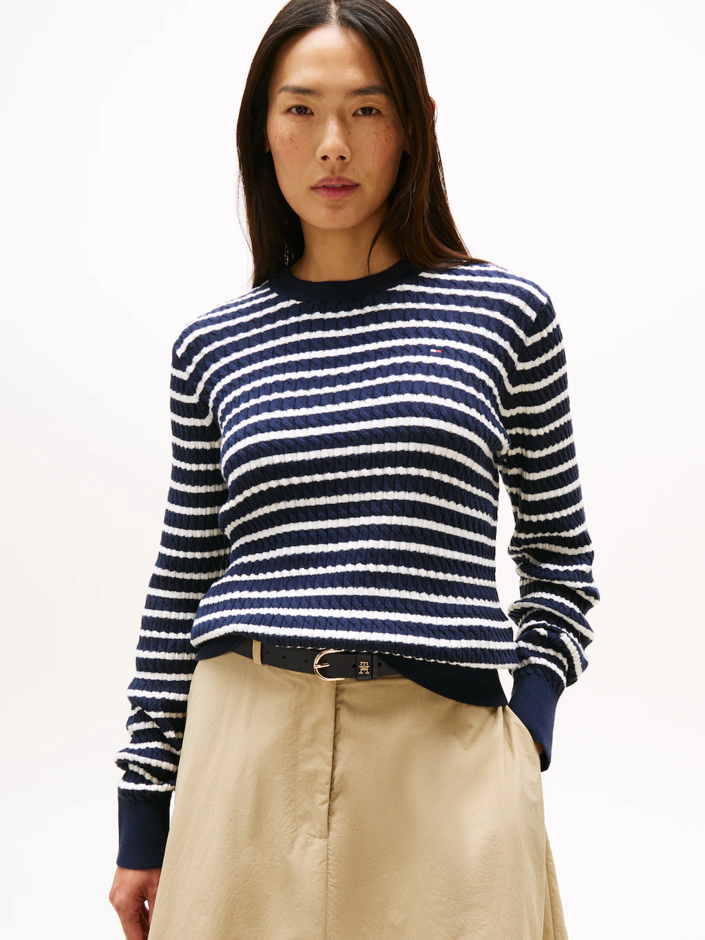 Tommy Hilfiger Rundhalspullover "CO CABLE C-NK LS SWEATER", mit Zopfmuster günstig online kaufen