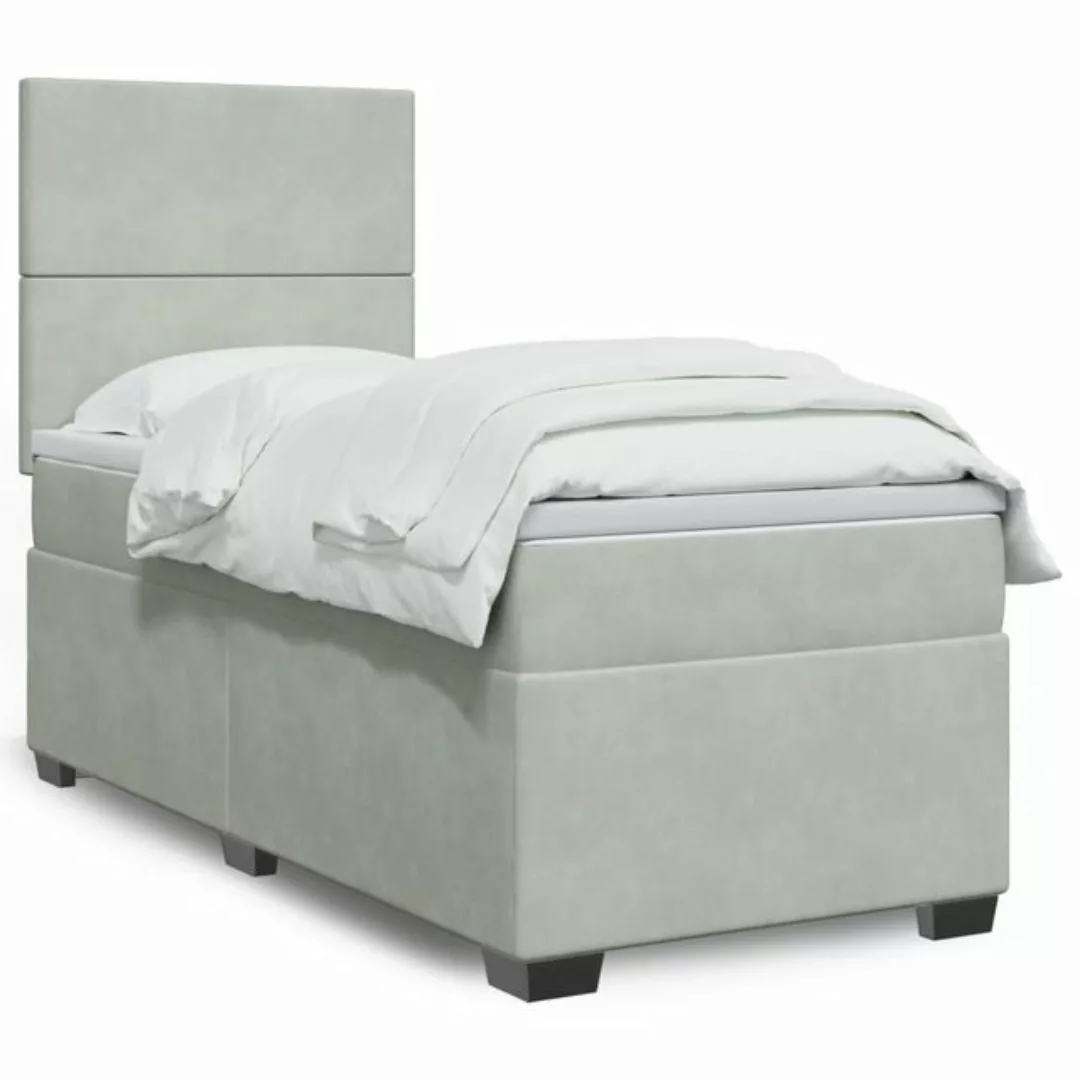 furnicato Bettgestell Boxspringbett mit Matratze Hellgrau 80x200 cm Samt günstig online kaufen