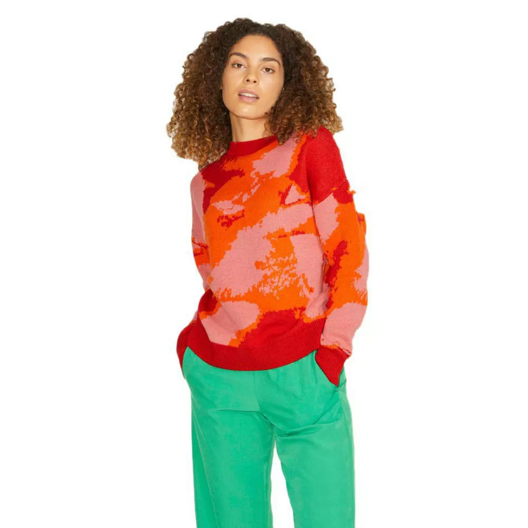 Jjxx Gaia Rundhalsausschnitt Sweater XS Red Orange / Aop Camo günstig online kaufen