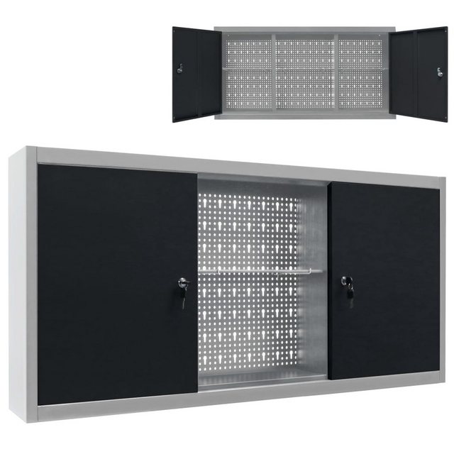 vidaXL Werkzeugschrank aus Metall in Grau und Schwarz mit 2 Türen (LxBxH: 1 günstig online kaufen