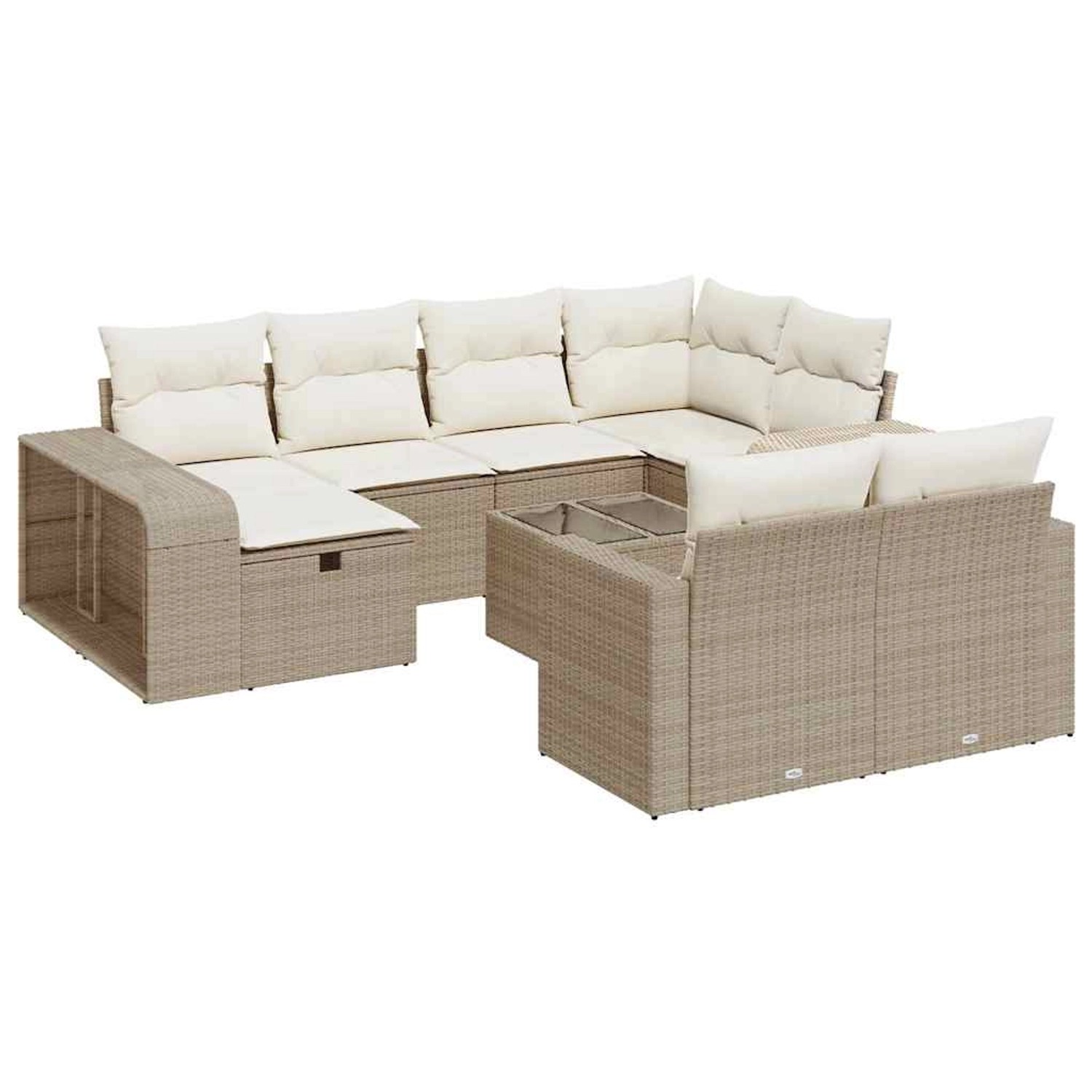 vidaXL 11-Tlg Garten-Sofagarnitur mit Kissen Beige Poly Rattan 3326072 günstig online kaufen
