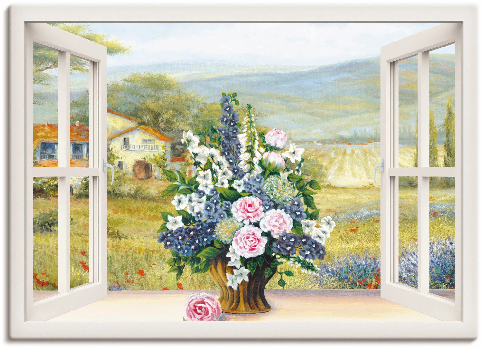 Artland Leinwandbild »Blumenbouquet am weißen Fenster«, Arrangements, (1 St günstig online kaufen
