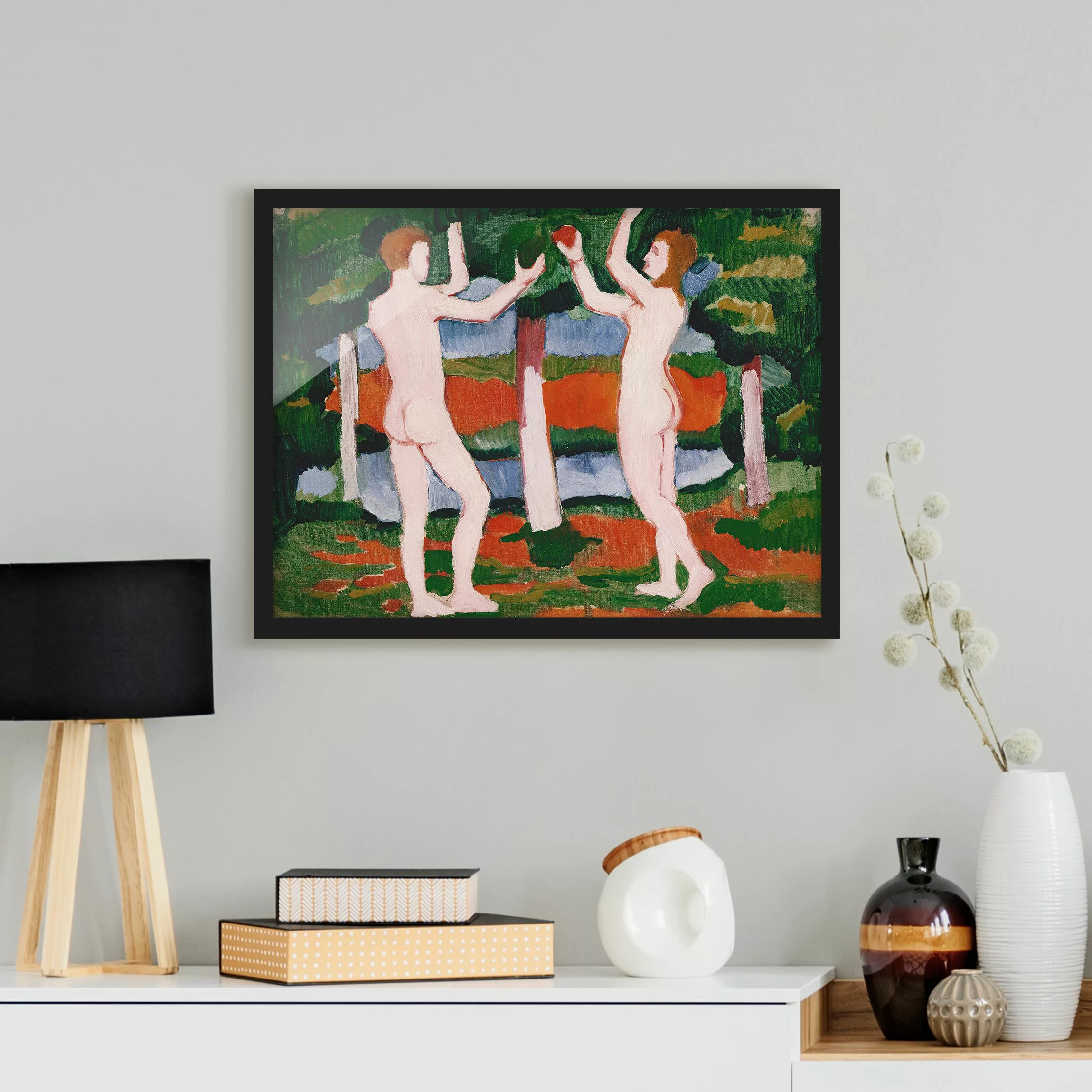 Bild mit Rahmen Kunstdruck - Querformat August Macke - Adam und Eva günstig online kaufen