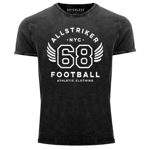 Neverless Print-Shirt Herren Vintage Shirt College NYC 68 Football Athletic günstig online kaufen