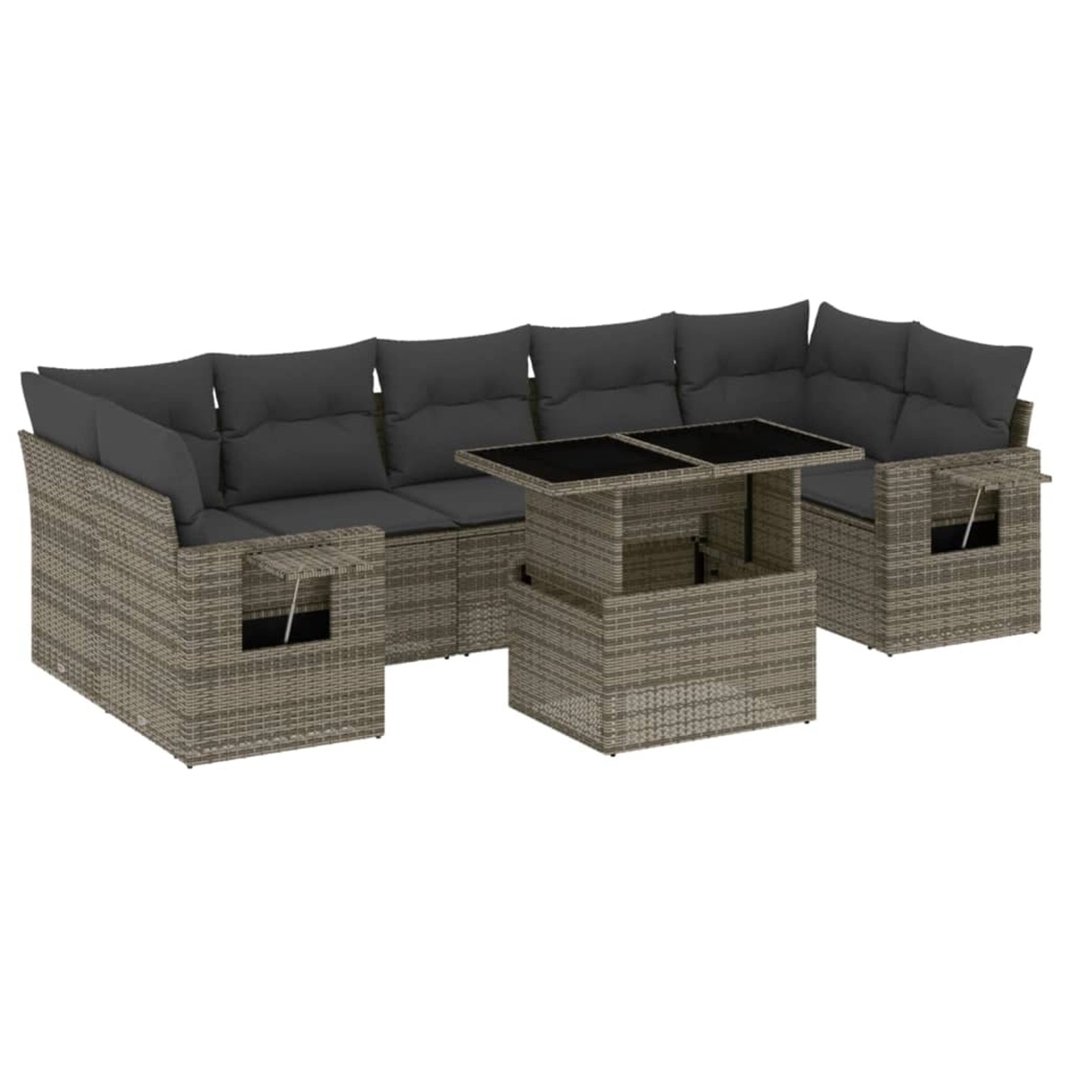 vidaXL 8-tlg Garten-Sofagarnitur mit Kissen Grau Poly Rattan Modell 164 günstig online kaufen