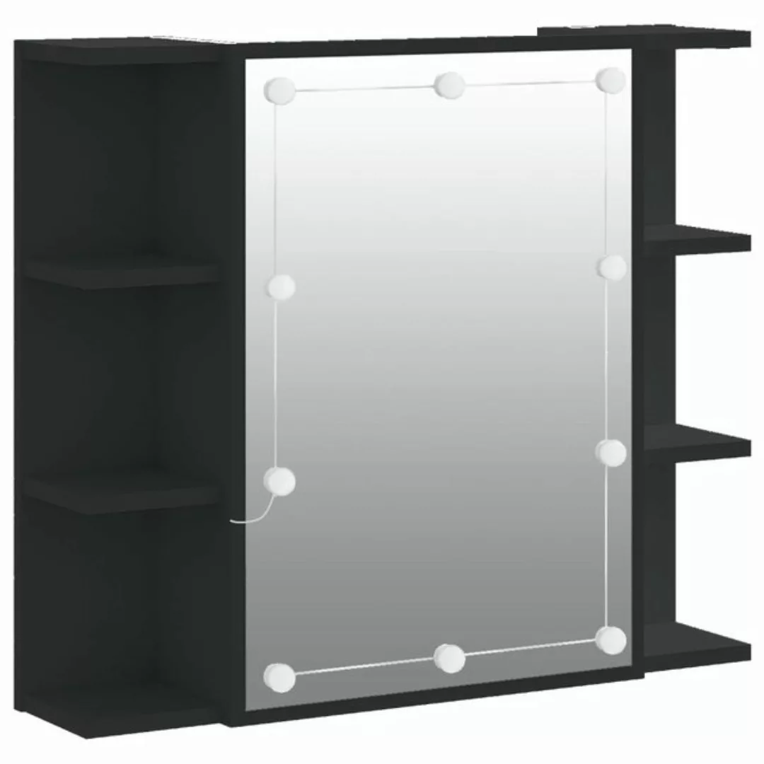vidaXL Badezimmerspiegelschrank Spiegelschrank mit LED Schwarz 70x16,5x60 c günstig online kaufen