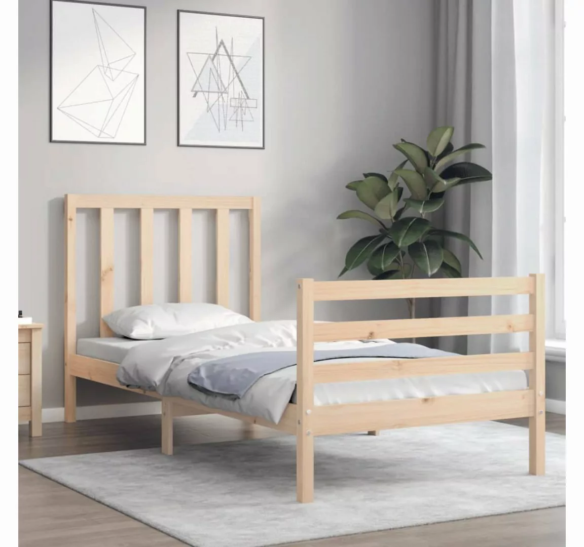 vidaXL Bett Massivholzbett mit Kopfteil günstig online kaufen