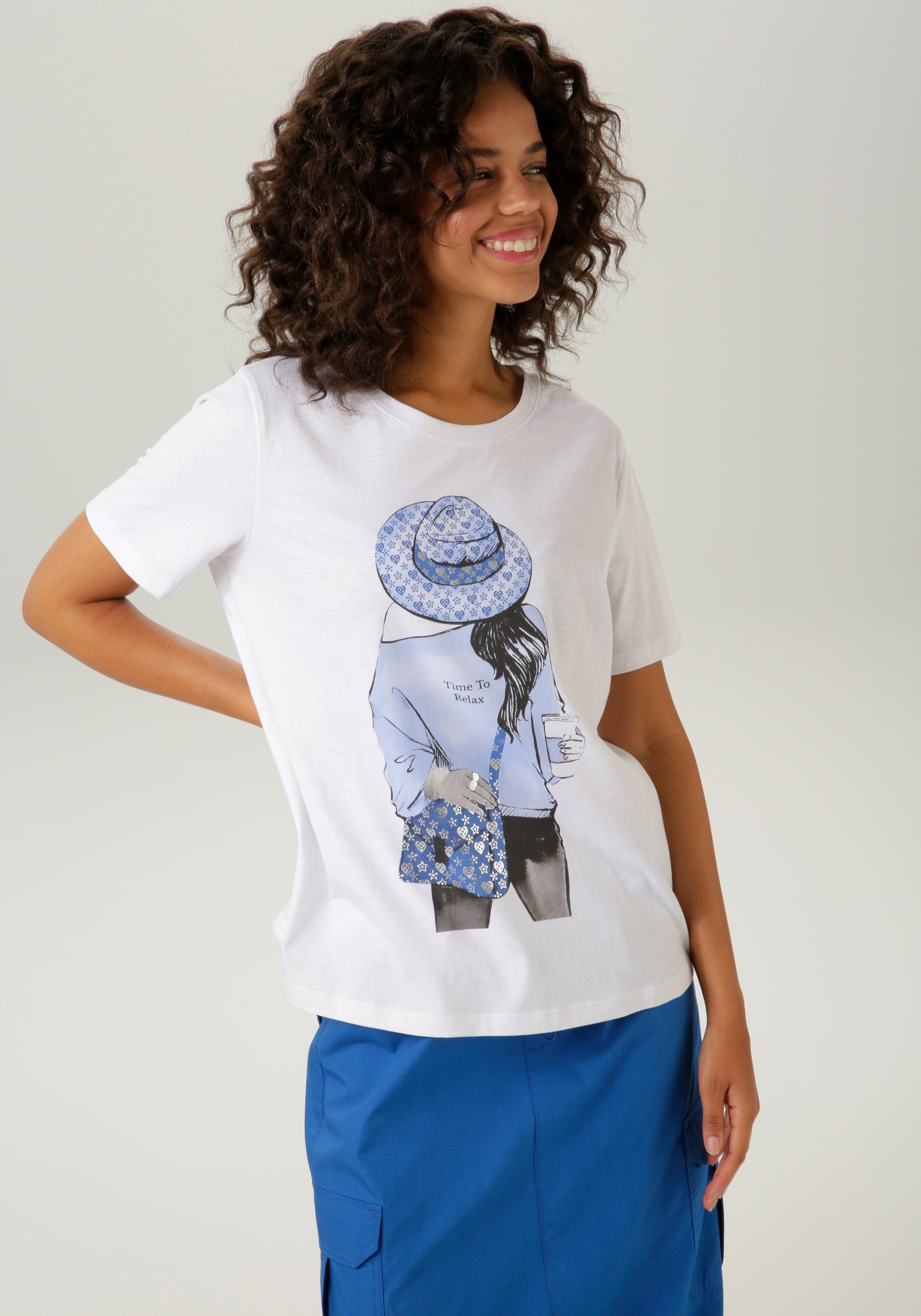 Aniston CASUAL T-Shirt mit silberfarbenem Folienprint günstig online kaufen