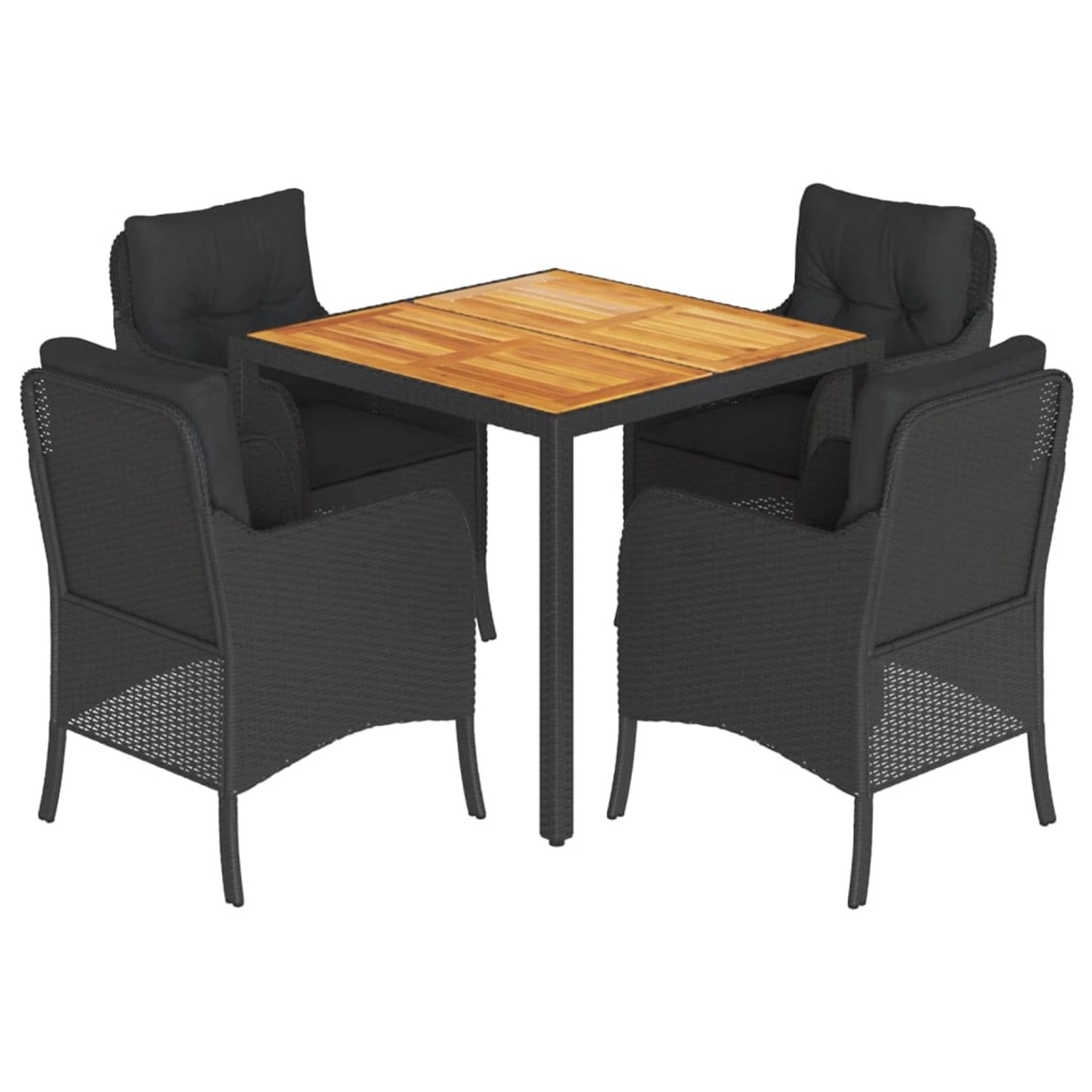 vidaXL 5-Tlg Garten-Essgruppe mit Kissen Schwarz Poly Rattan 3211867 günstig online kaufen