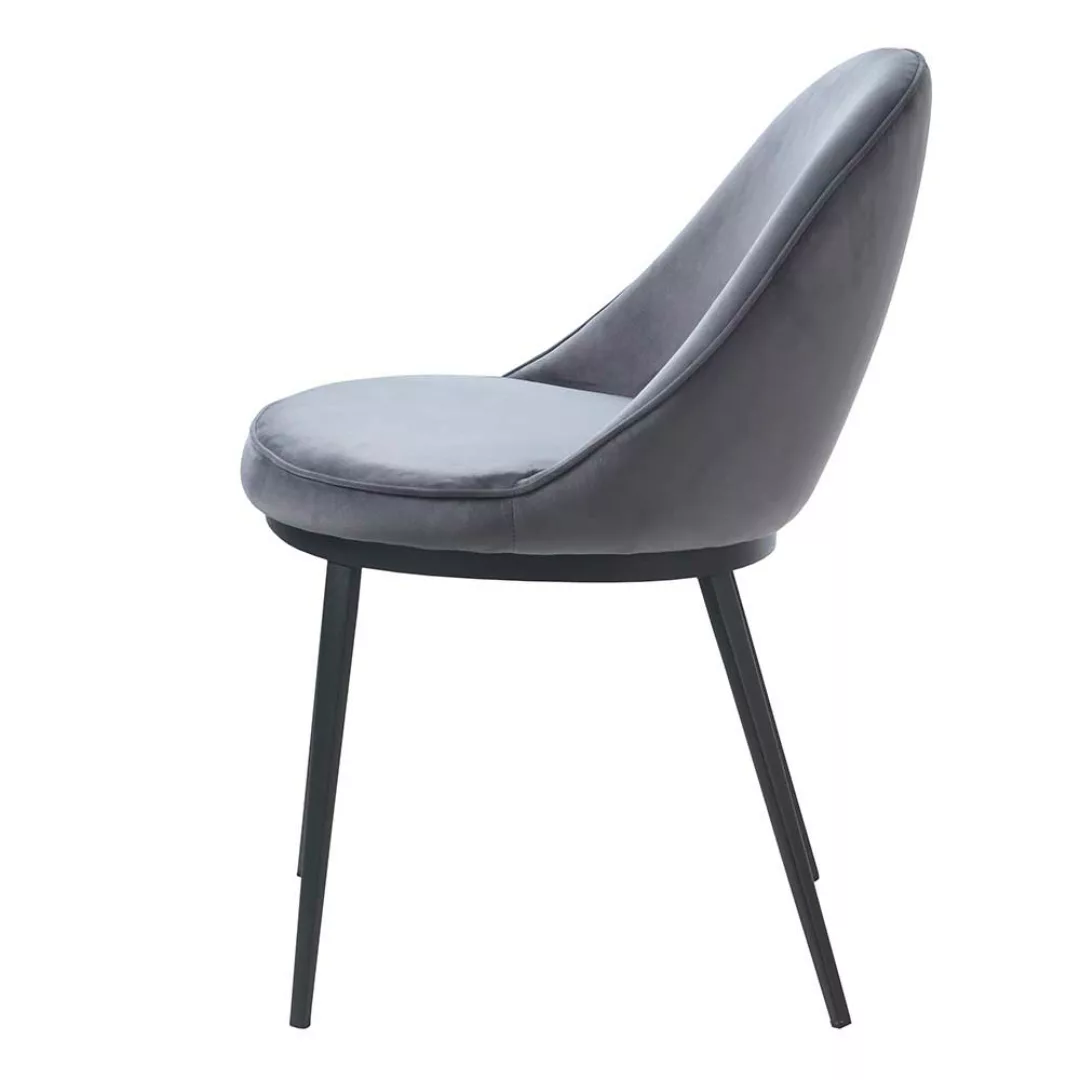 Samt Stuhl Esszimmer in Grau Metallgestell schwarz günstig online kaufen