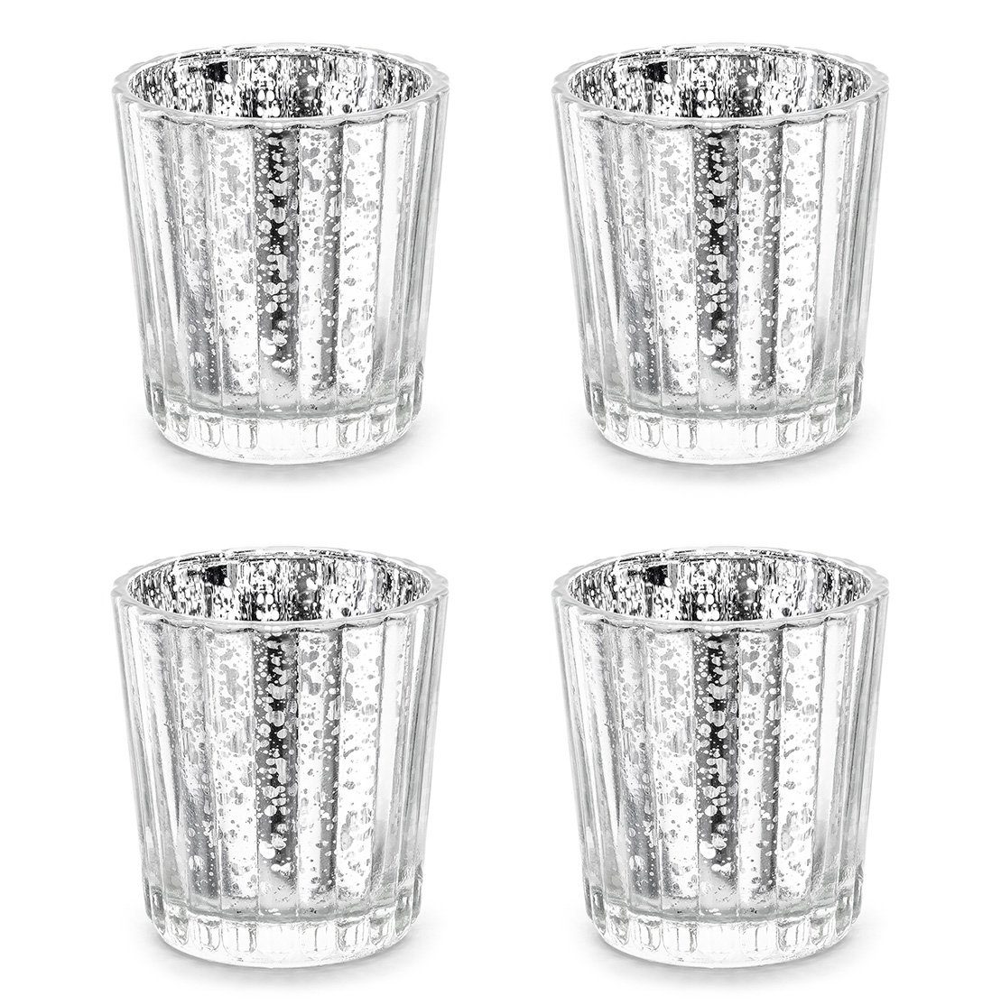 partydeco Teelichthalter, Teelichthalter Glas 5,5x6cm silber günstig online kaufen