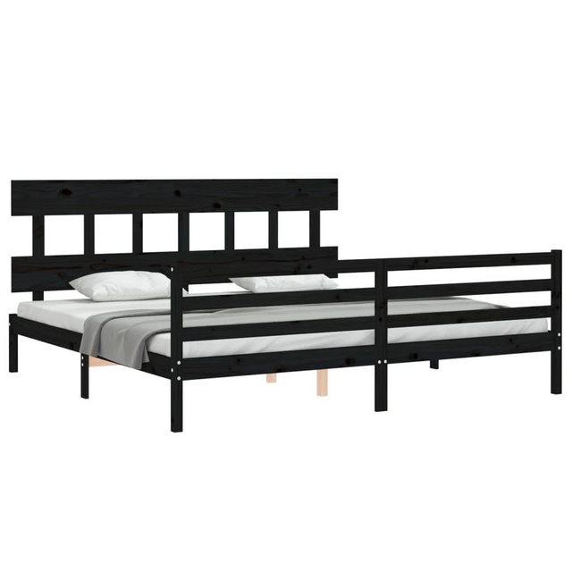 vidaXL Bett Massivholzbett mit Kopfteil Schwarz 200x200 cm günstig online kaufen