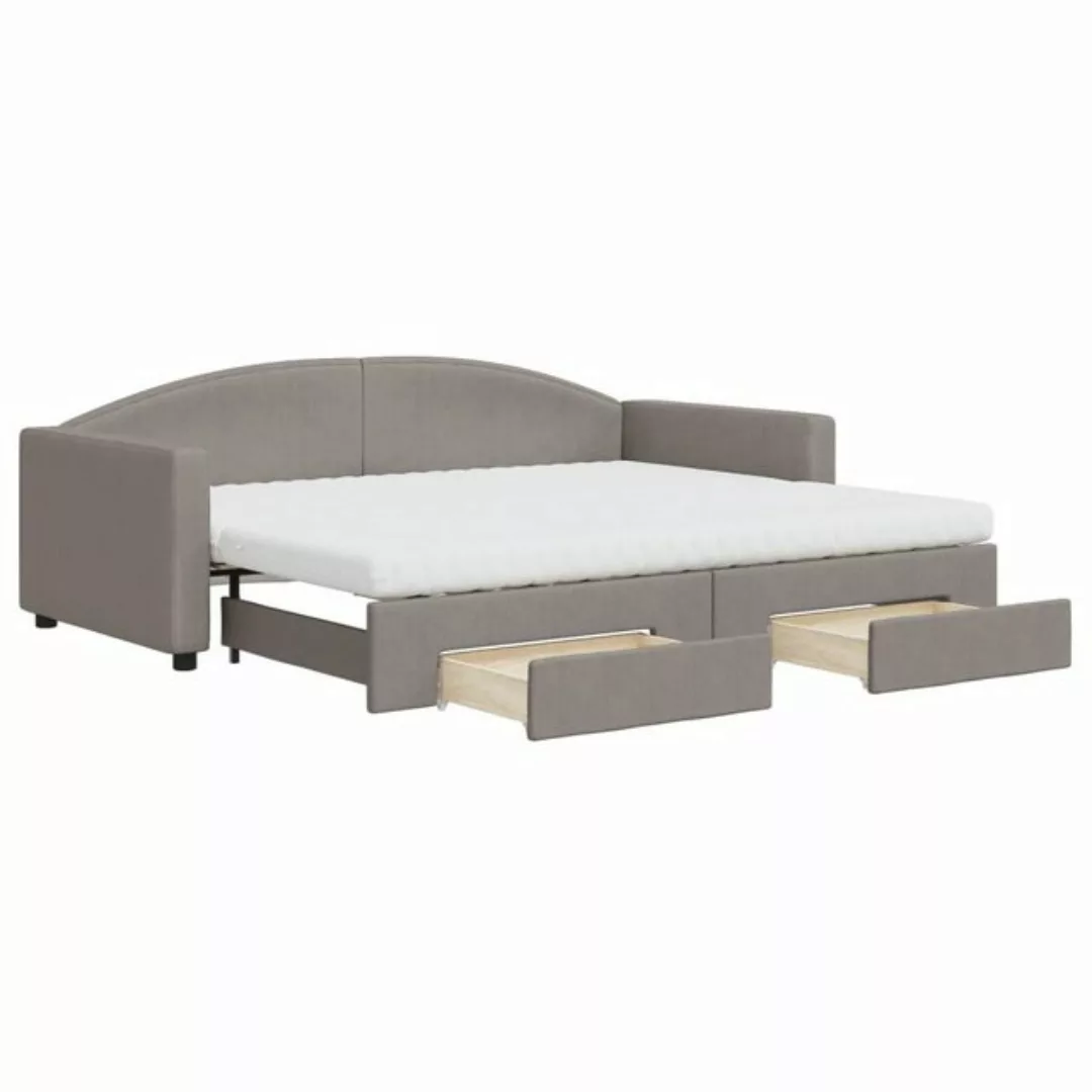 vidaXL Bett Tagesbett Ausziehbar mit Schubladen Taupe 90x200 cm Stoff günstig online kaufen