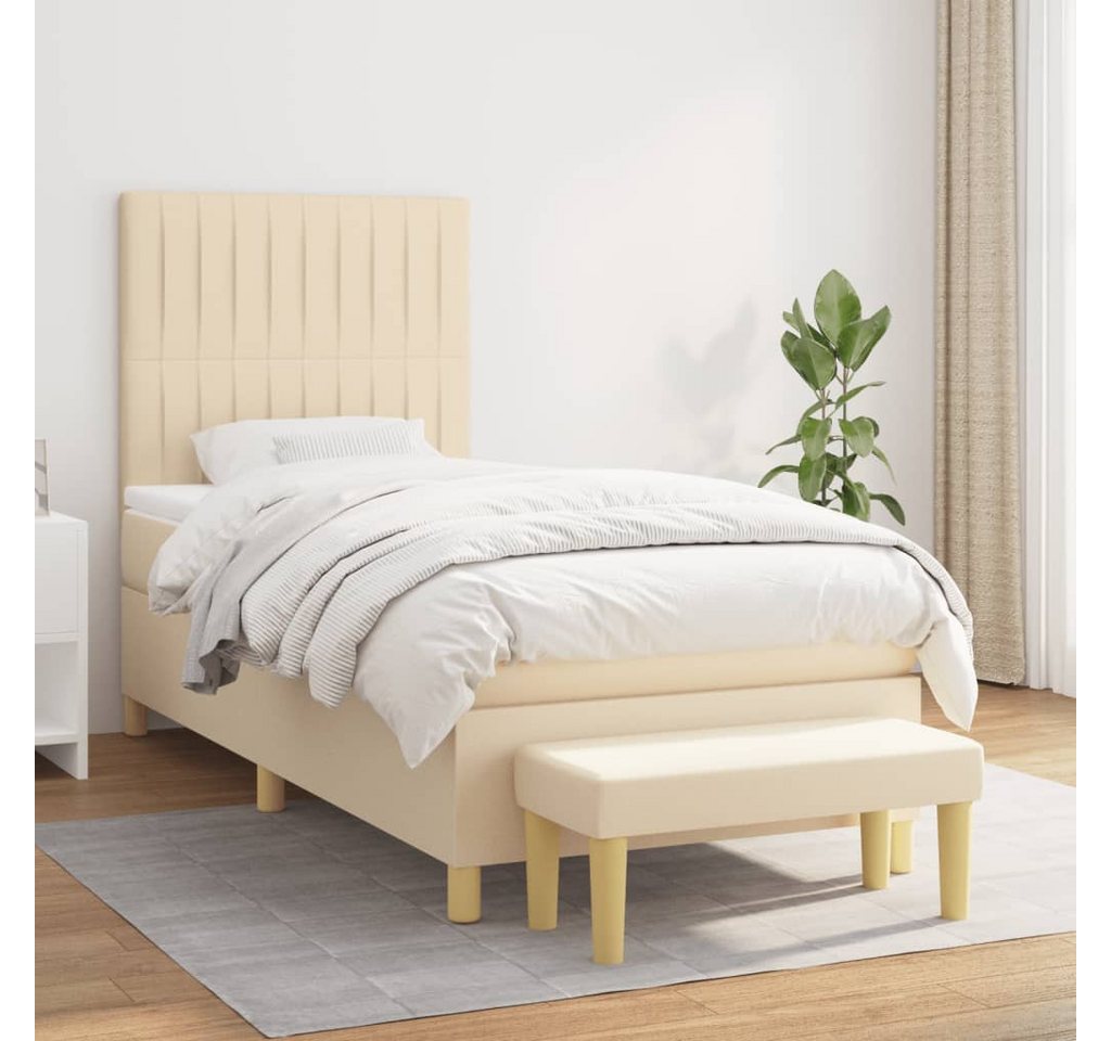 vidaXL Bett Boxspringbett mit Matratze Creme 90x200 cm Stoff günstig online kaufen