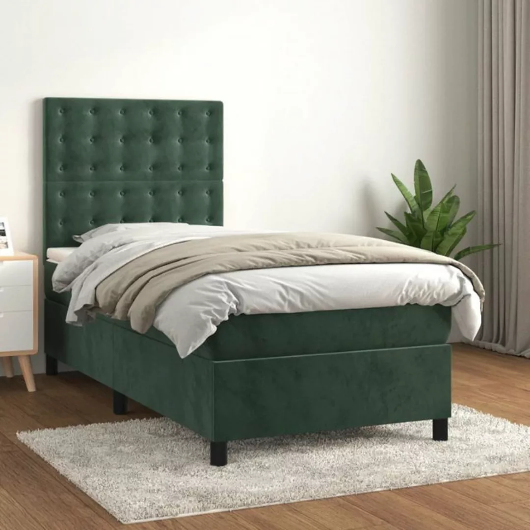 vidaXL Bett Boxspringbett mit Matratze Dunkelgrün 80x200 cm Samt günstig online kaufen