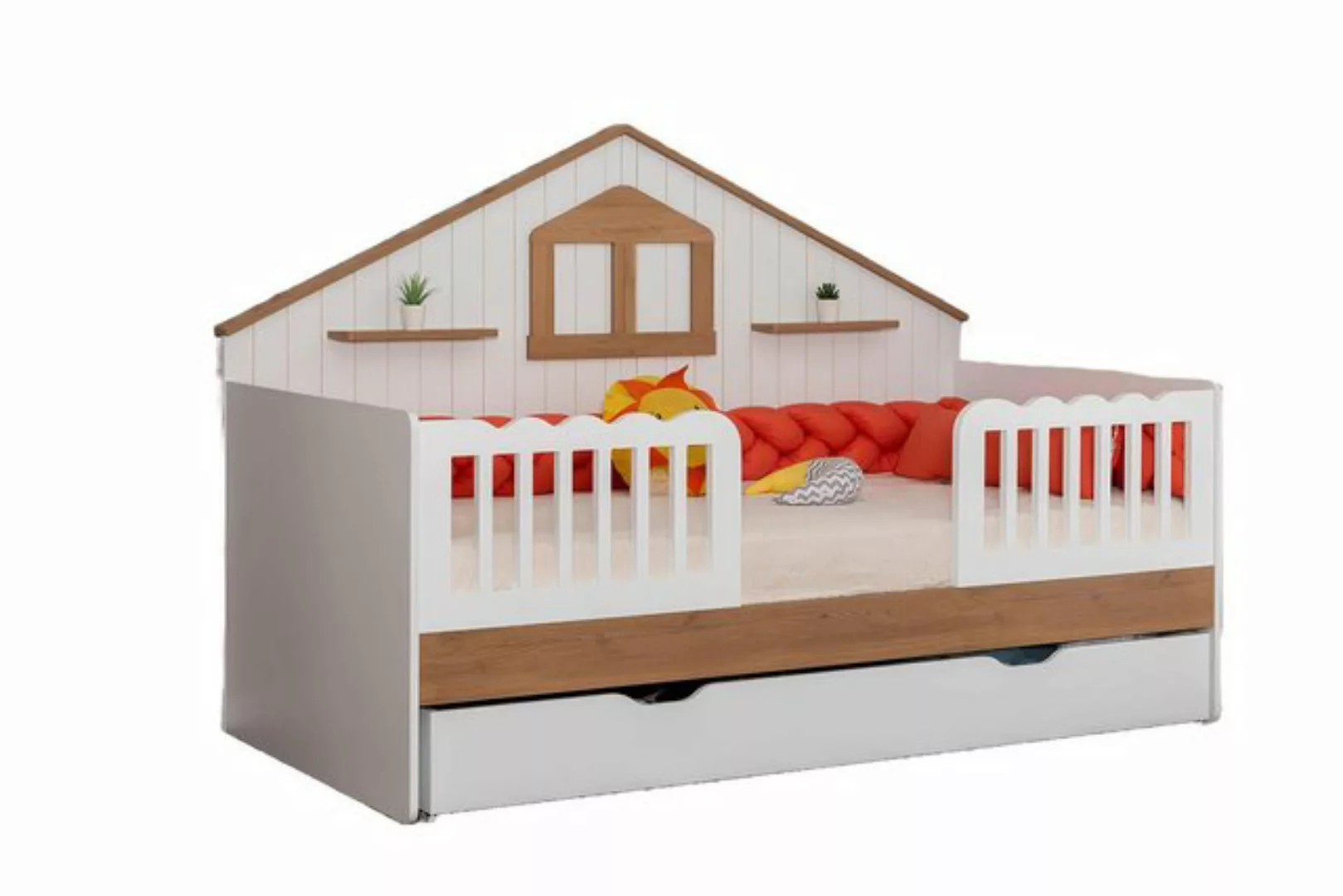 Xlmoebel Bett Designer Kinderbett aus Holz in Weiß für das Kinderzimmer - S günstig online kaufen