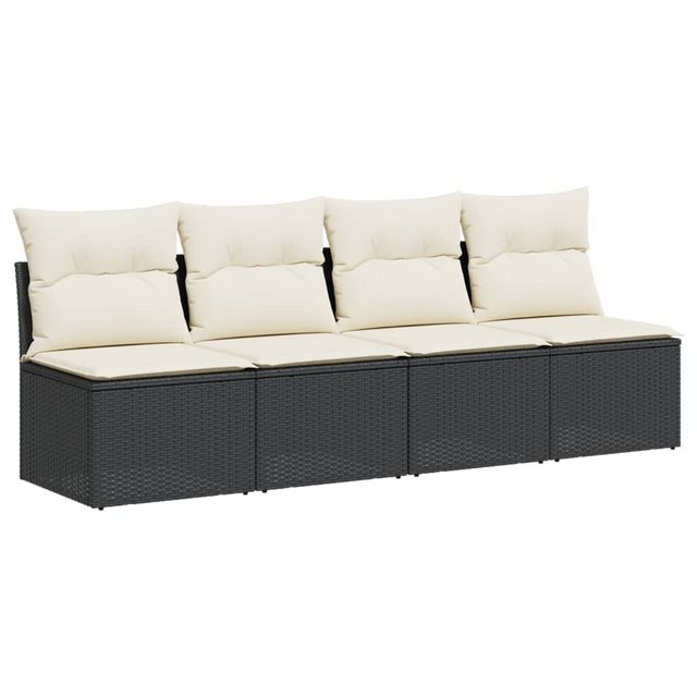 vidaXL Loungesofa Gartensofa mit Kissen 4-Sitzer Schwarz Poly Rattan, 1 Tei günstig online kaufen