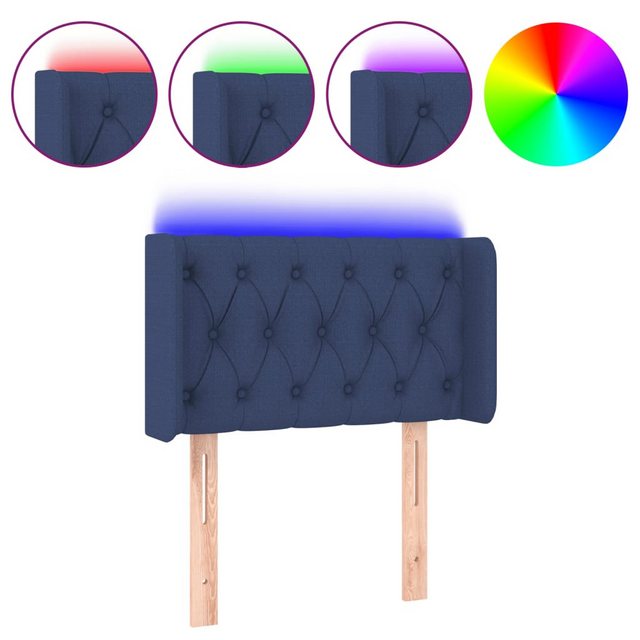 vidaXL Bett, LED Kopfteil Blau 83x16x78/88 cm Stoff günstig online kaufen