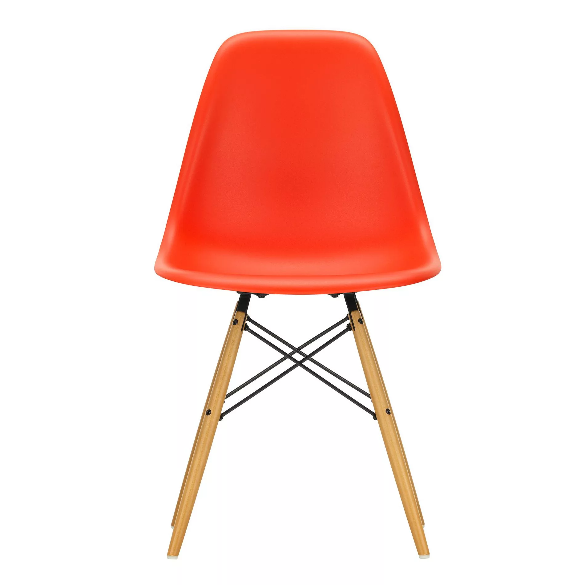 Vitra - Eames Plastic Side Chair DSW Ahorn gelblich - mohnrot/Sitzschale Po günstig online kaufen