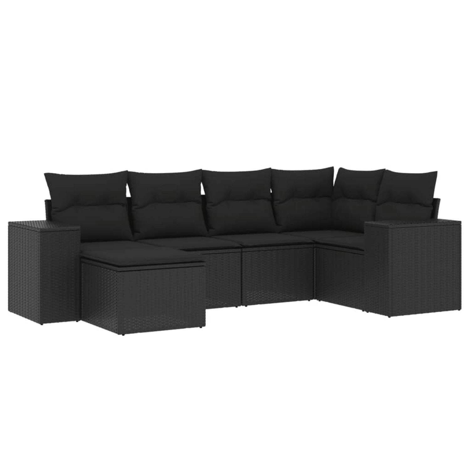 vidaXL 6-Tlg Garten-Sofagarnitur mit Kissen Schwarz Poly Rattan 3255192 günstig online kaufen