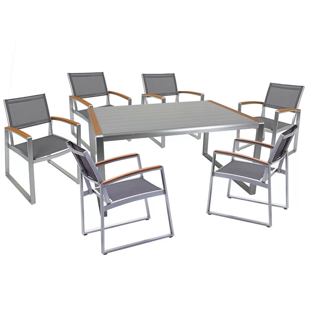 Gartenmöbel Tischgruppe 7-tlg. in grau, MAINAU-120 günstig online kaufen