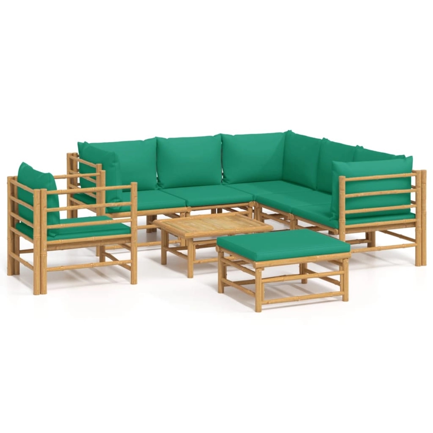 Vidaxl 8-tlg. Garten-lounge-set Mit Grünen Kissen Bambus günstig online kaufen