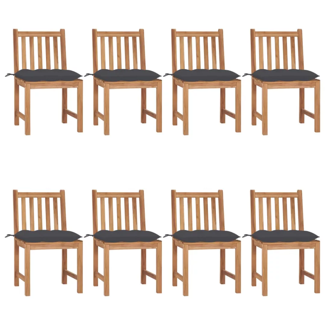 Gartenstühle 8 Stk. Mit Kissen Massivholz Teak günstig online kaufen
