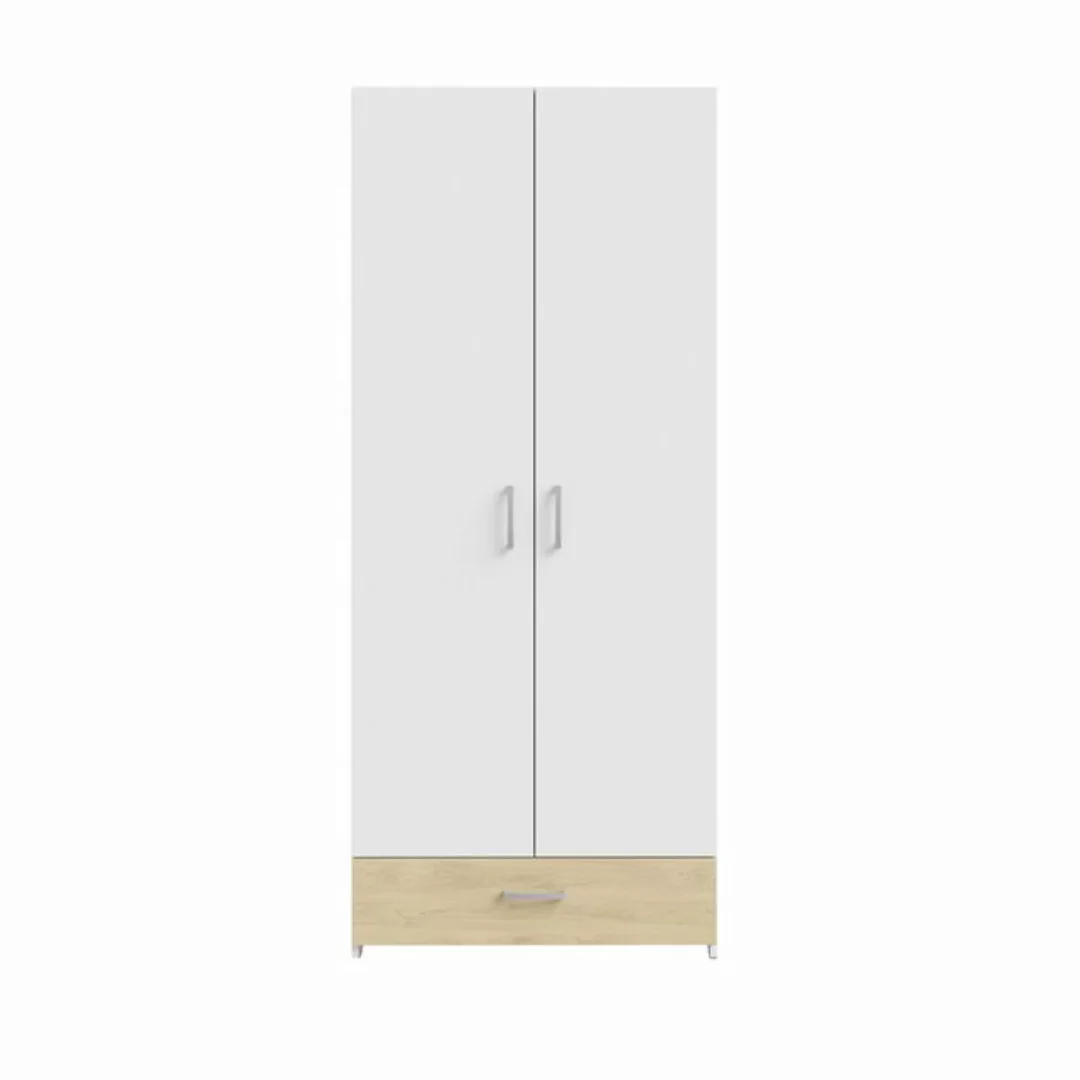 freiraum Kleiderschrank in Weiss / Puccini Eiche - 79,7x190,5x54,4cm (BxHxT günstig online kaufen
