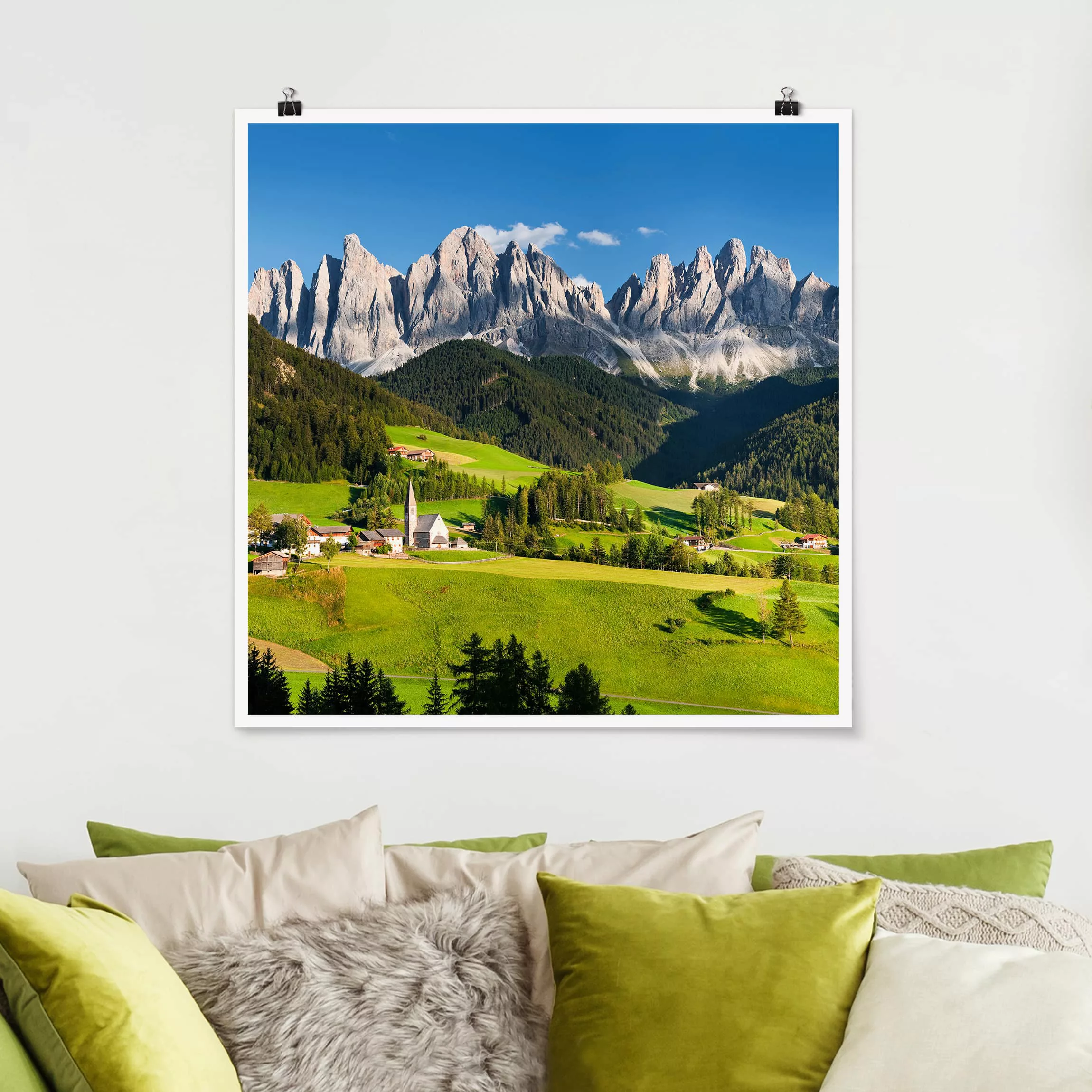 Poster Natur & Landschaft - Quadrat Geislerspitzen in Südtirol günstig online kaufen