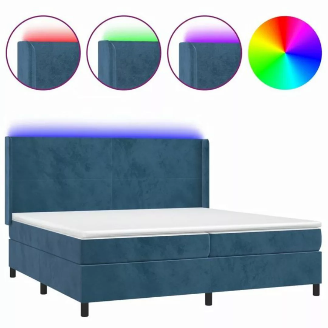 vidaXL Boxspringbett Boxspringbett mit Matratze LED Dunkelblau 200x200 cm S günstig online kaufen