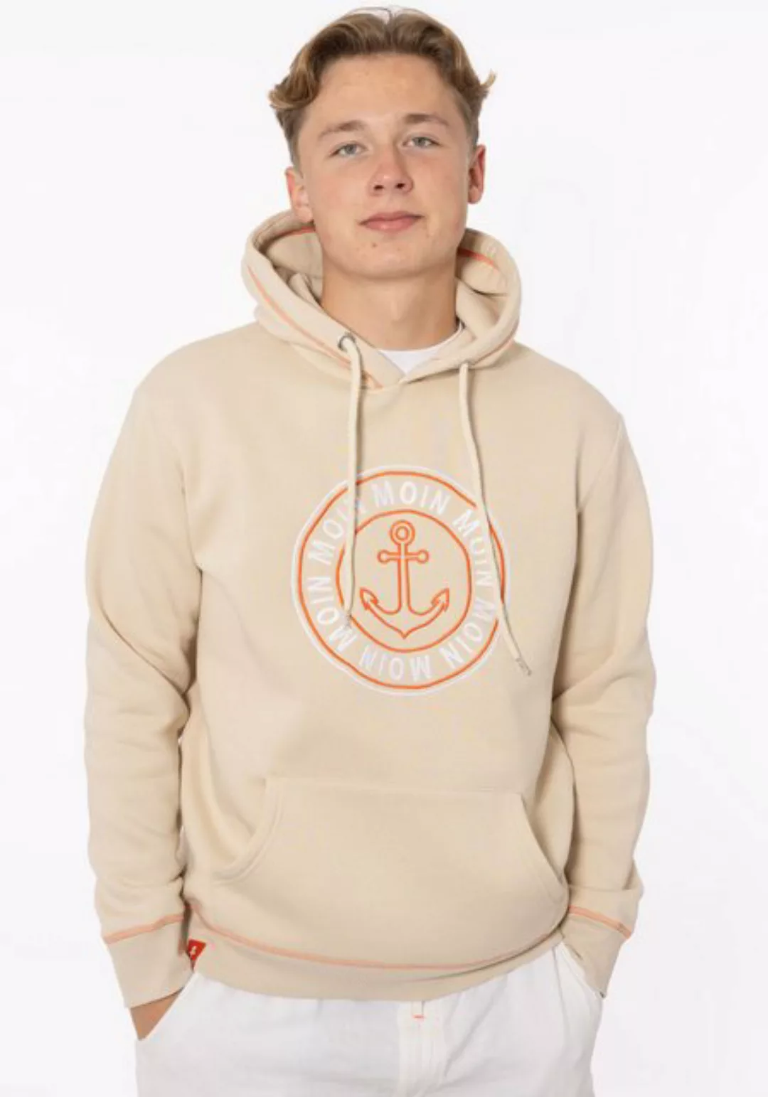 Zwillingsherz Hoodie ""Anker & Moin"", mit neongelber Kontrastnaht günstig online kaufen