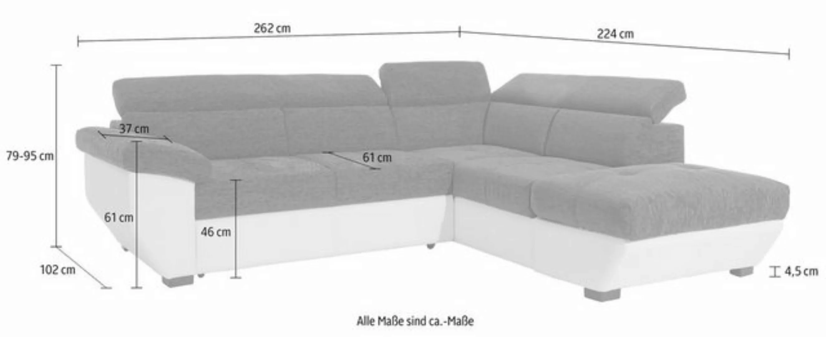 COTTA Ecksofa "Speedway L-Form", mit Kopfteilverstellung, wahlweise mit Bet günstig online kaufen