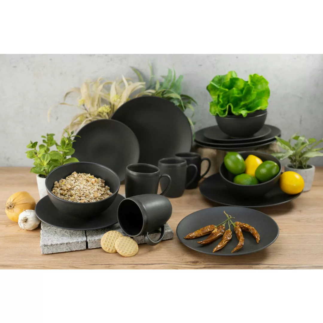 CreaTable Kombiservice »Geschirr-Set Soft Touch Black«, (Set, 16 tlg., Kaff günstig online kaufen