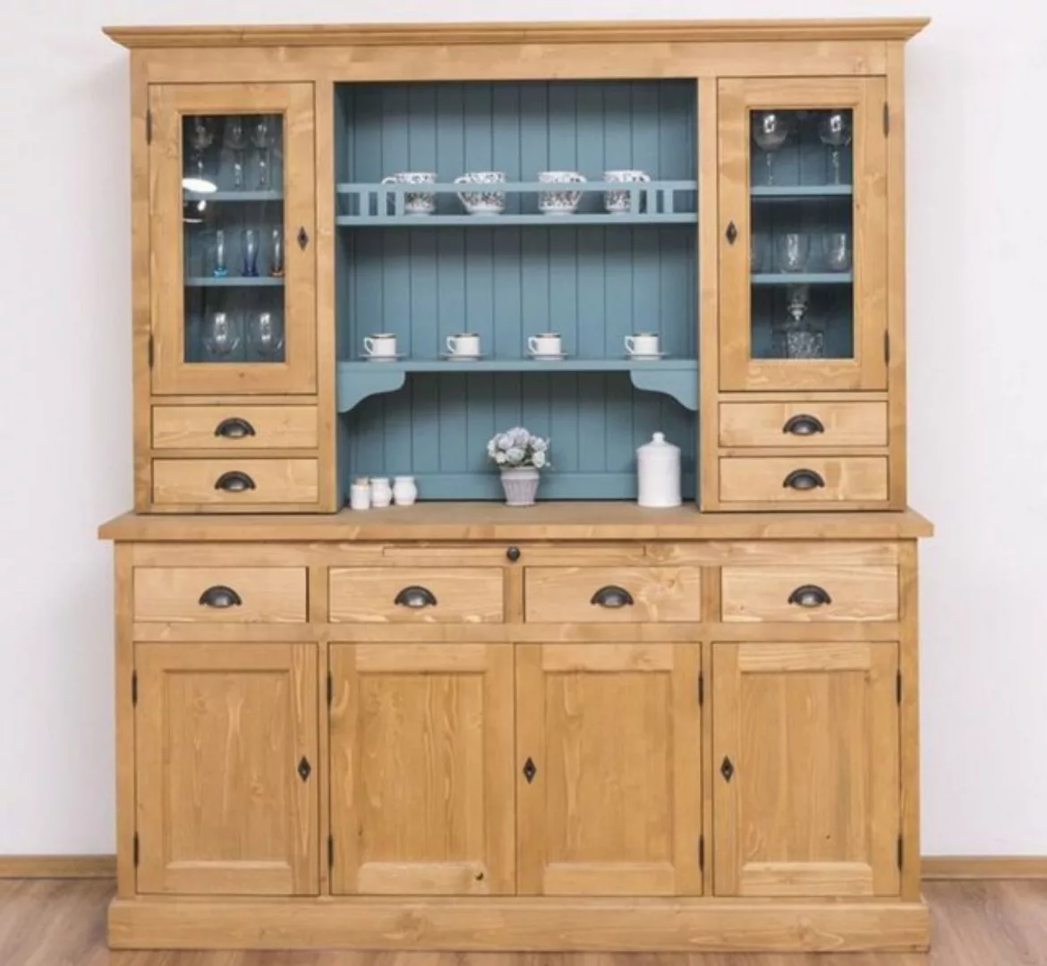 Casa Padrino Küchenbuffet Landhausstil Küchenschrank Naturfarben / Hellblau günstig online kaufen